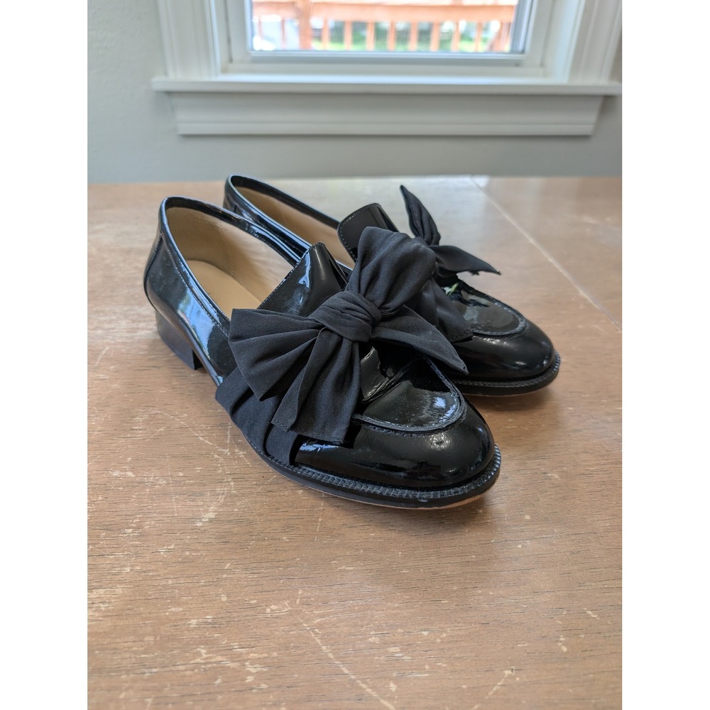 Botkier New York Violet Black Patent Leather Bow Loafers Flats Womens 9M